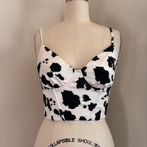 NWT Cow Print Black and White Crop Top